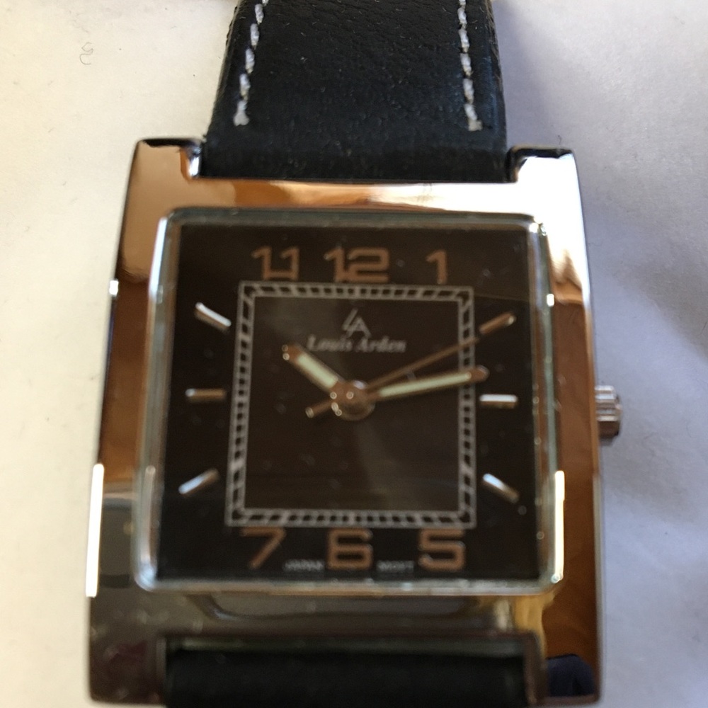 New in box Louis Arden watch with leather band